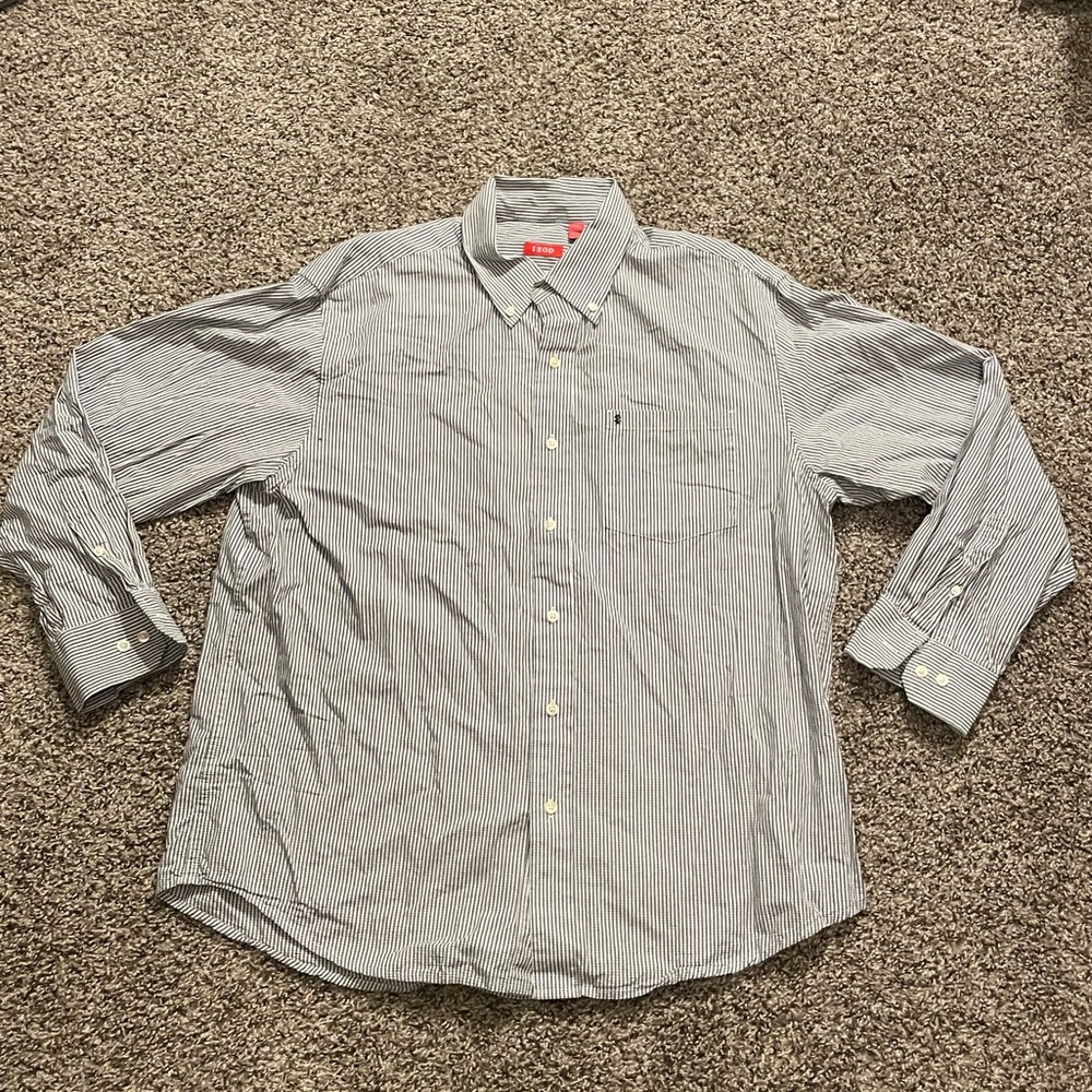 IZOD Men's Blue Striped Shirt XL